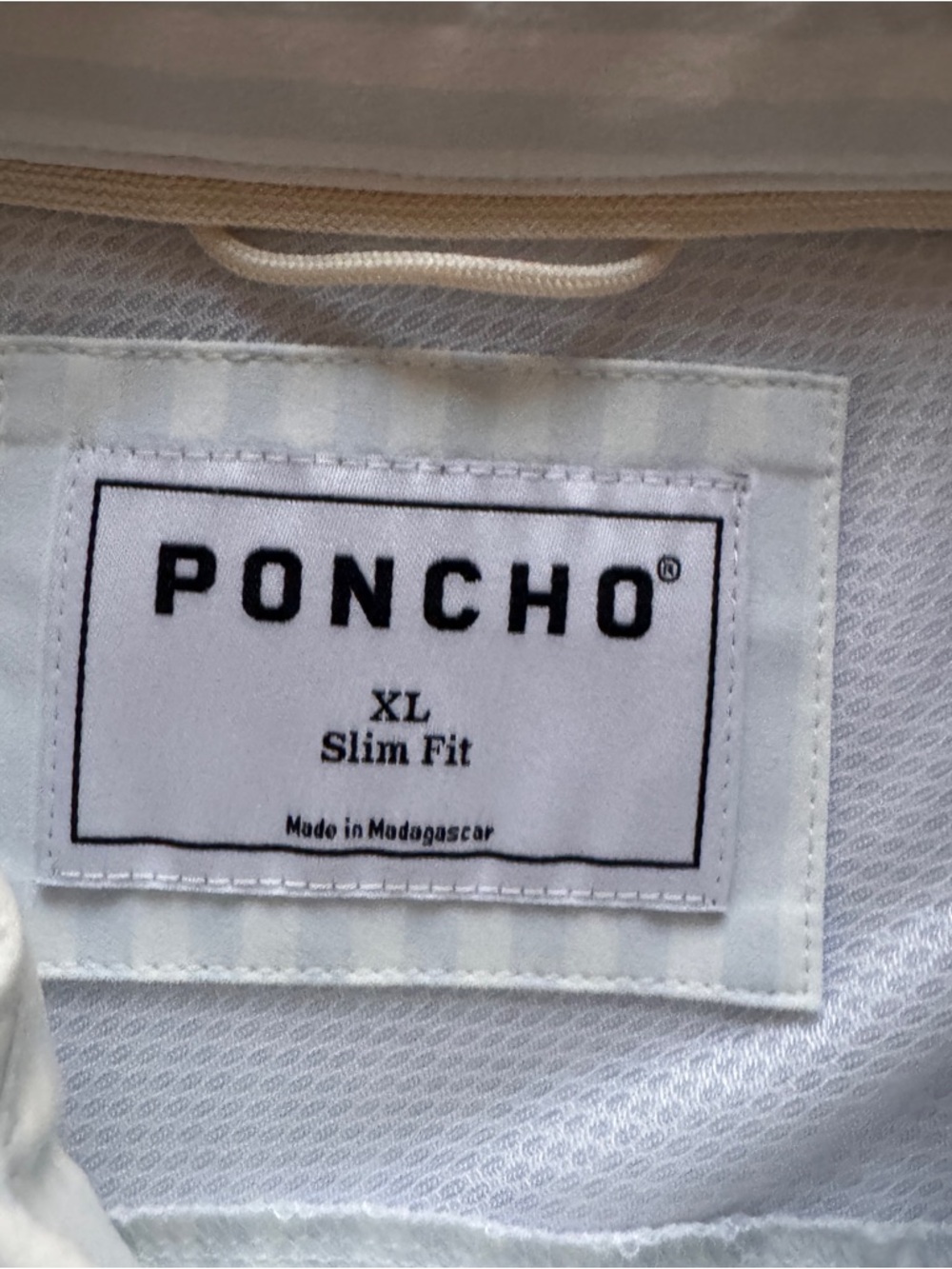 Men's Poncho Outdoors XL Slim Blue and White striped pearl snap - Picture 2 of 4